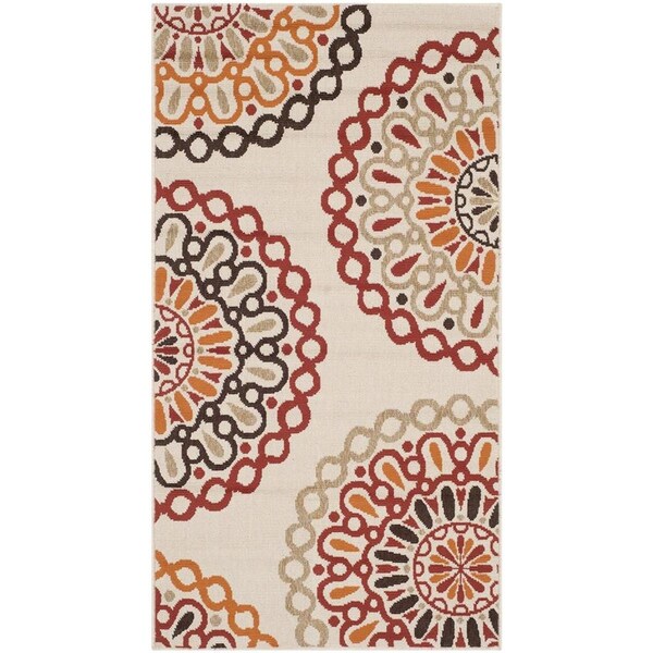 Safavieh Veranda Power Loomed Accent Area Rug, Creme and Red - 2 ft.-7 in. x 5 ft. - VER092-0313-3
