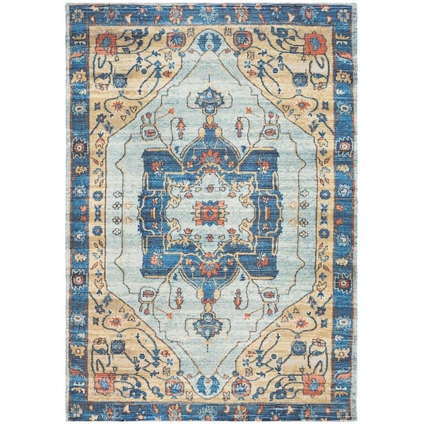 Safavieh Saffron Hand Loomed Rectangle RugTurquoise & Navy 5 x 8 ft. - SFN540K-5