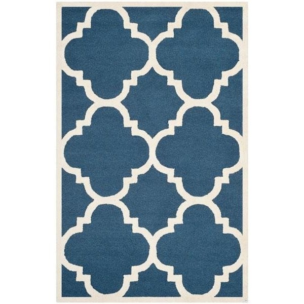 Safavieh Cambridge Hand Tufted Runner Rugs, Navy and Ivory - 2 ft.-6 in. x 8 ft. - CAM140G-28