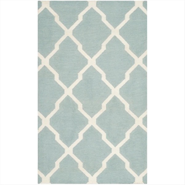 Safavieh 3 x 5 ft. Rectangle- Contemporary Dhurries Light Blue And Ivory Flatweave Rug - DHU634C-3