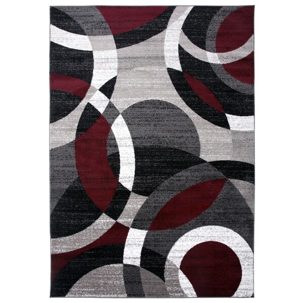 World Rug Gallery Contemporary Abstract Circles Soft Area Rug 5'3'' x 7'3'' Red - 105RED5X7