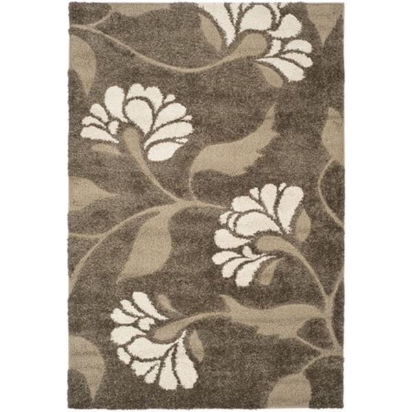 Safavieh Florida Shag Power Loomed Runner Rug- Smoke - Beige- 2 ft. 3 in. x 4 ft. - SG459-7913-24