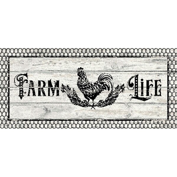 Mayberry Rug 20 x 44 in. Cozy Cabin Farm Life Whit Wash Printed Nylon Kitchen Mat & Rug - MA375698