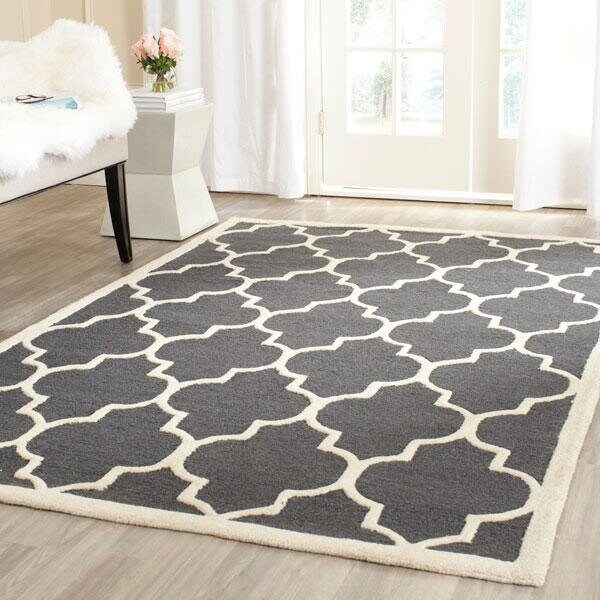 Safavieh Cambridge Hand Tufted Runner Rug- Dark Grey - Ivory- 2 ft. 6 in. x 22 ft. - CAM134X-222