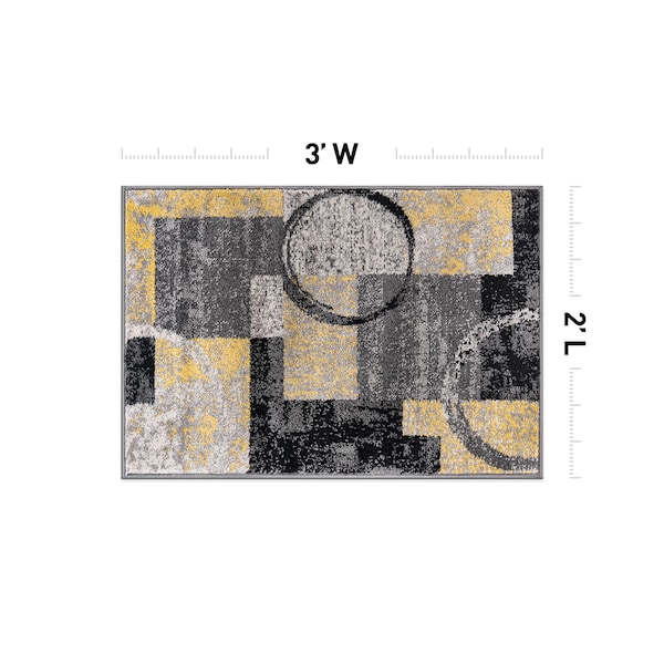 World Rug Gallery Contemporary Abstract Circle Design Soft Area Rug 2' x 3' Yellow - 307YELLOW2X3
