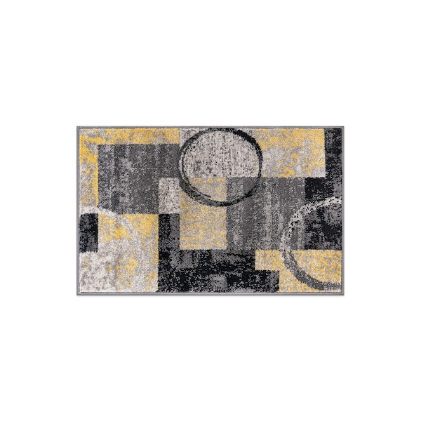 World Rug Gallery Contemporary Abstract Circle Design Soft Area Rug 2' x 3' Yellow - 307YELLOW2X3