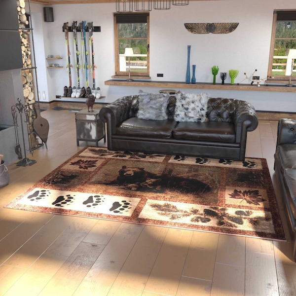 Flash Furniture 8' x 10' Brown Mother Bear & Cubs Olefin Area Rug - OKR-RG1114-810-BN-GG