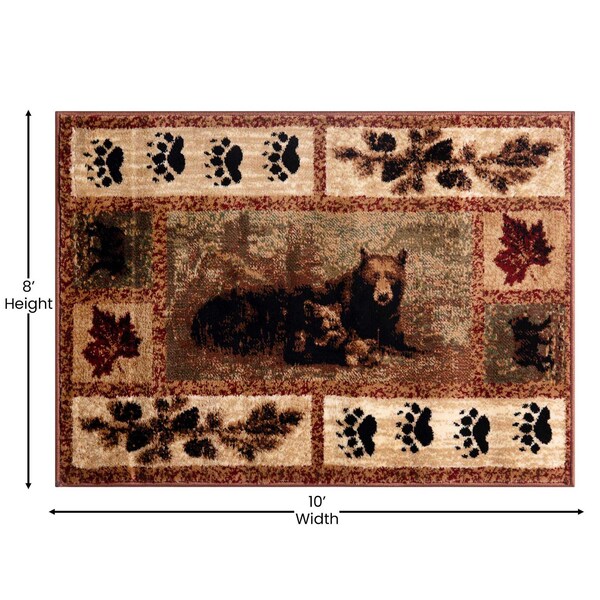 Flash Furniture 8' x 10' Brown Mother Bear & Cubs Olefin Area Rug - OKR-RG1114-810-BN-GG