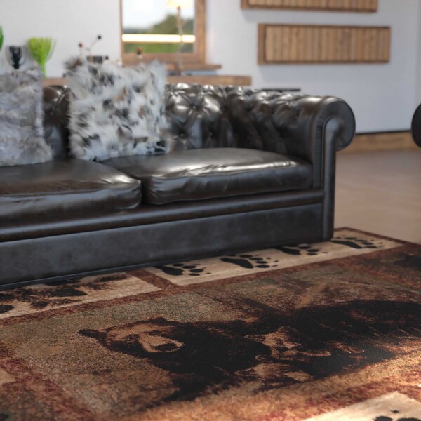 Flash Furniture 8' x 10' Brown Mother Bear & Cubs Olefin Area Rug - OKR-RG1114-810-BN-GG