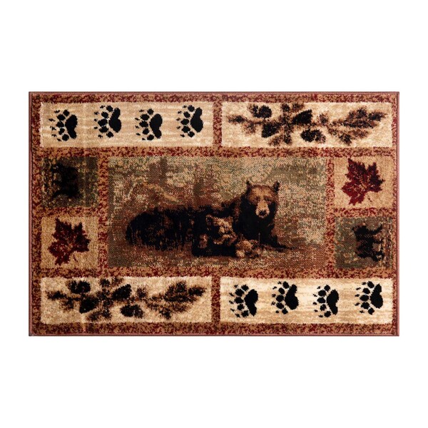 Flash Furniture 8' x 10' Brown Mother Bear & Cubs Olefin Area Rug - OKR-RG1114-810-BN-GG