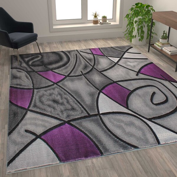 Flash Furniture Purple 8' x 10' Abstract Design Accent Area Rug - ACD-RGTRZ860-810-PU-GG