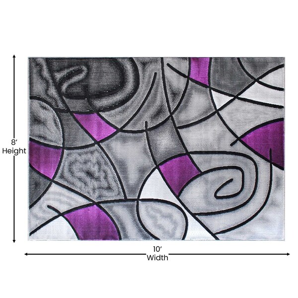 Flash Furniture Purple 8' x 10' Abstract Design Accent Area Rug - ACD-RGTRZ860-810-PU-GG