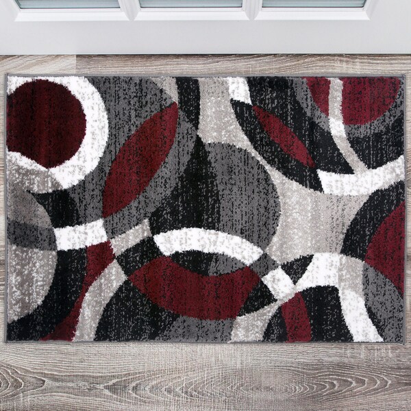 World Rug Gallery Contemporary Abstract Circles Soft Area Rug 2' x 3' Red - 105RED2X3