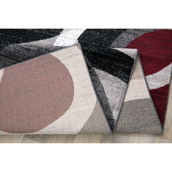 World Rug Gallery Contemporary Abstract Circles Soft Area Rug 2' x 3' Red - 105RED2X3