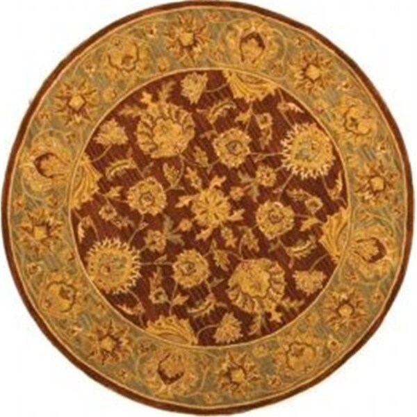 Safavieh 8 x 8 ft. Round- Traditional Heritage Brown And Blue Hand Tufted Rug - HG343J-8R