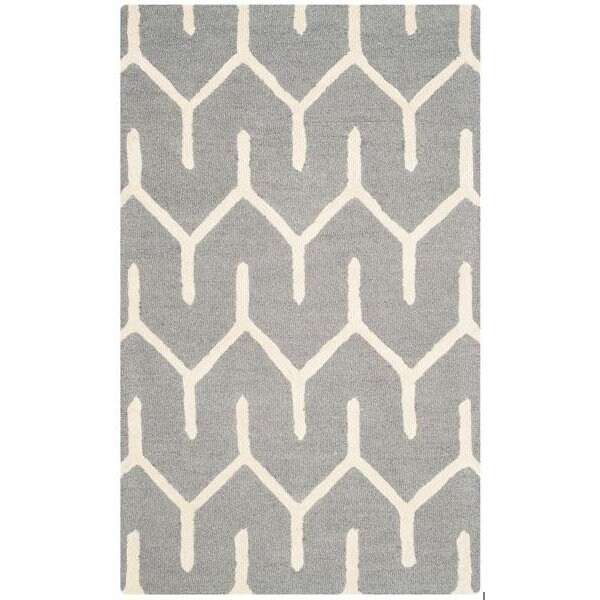 Safavieh Cambridge Hand Tufted Rectangle Rug- Dark Grey - Ivory- 3 x 5 ft. - CAM720D-3