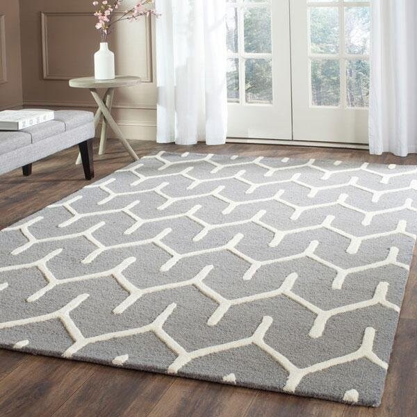 Safavieh Cambridge Hand Tufted Rectangle Rug- Dark Grey - Ivory- 3 x 5 ft. - CAM720D-3