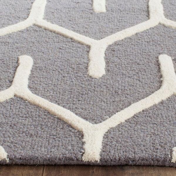 Safavieh Cambridge Hand Tufted Rectangle Rug- Dark Grey - Ivory- 3 x 5 ft. - CAM720D-3