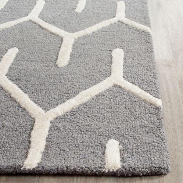 Safavieh Cambridge Hand Tufted Rectangle Rug- Dark Grey - Ivory- 3 x 5 ft. - CAM720D-3