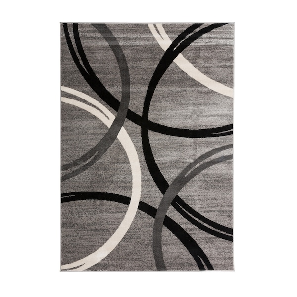 World Rug Gallery Modern Wavy Circles Design 3'3'' x 5' Gray - 377GRAY3X5