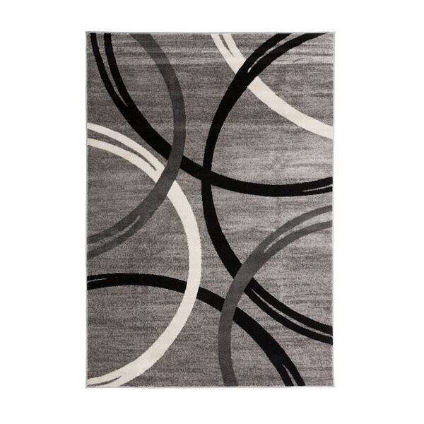 World Rug Gallery Modern Wavy Circles Design 3'3'' x 5' Gray - 377GRAY3X5