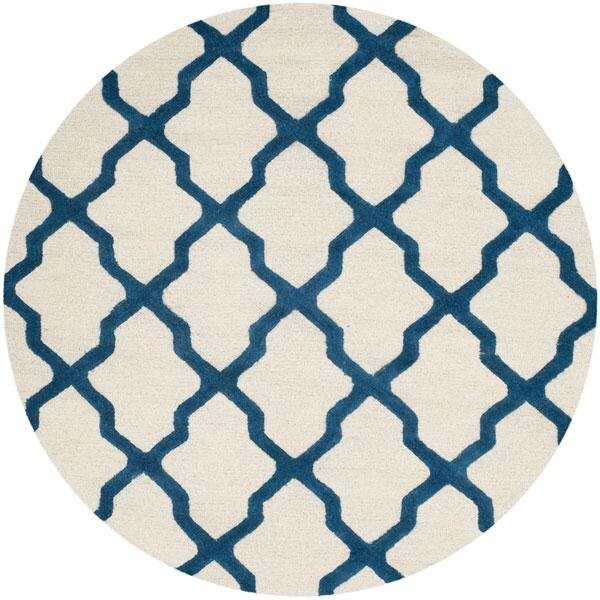 Safavieh Cambridge Hand Tufted Rectangle Rug- Ivory - Navy- 2 ft. 6 in. x 6 ft. - CAM121Z-26