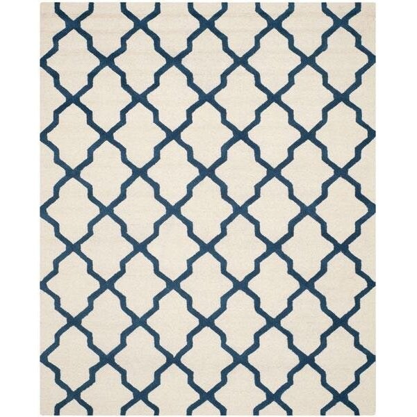 Safavieh Cambridge Hand Tufted Rectangle Rug- Ivory - Navy- 2 ft. 6 in. x 6 ft. - CAM121Z-26