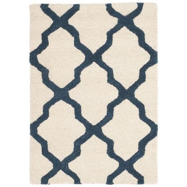 Safavieh Cambridge Hand Tufted Rectangle Rug- Ivory - Navy- 2 ft. 6 in. x 6 ft. - CAM121Z-26