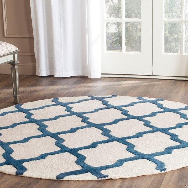 Safavieh Cambridge Hand Tufted Rectangle Rug- Ivory - Navy- 2 ft. 6 in. x 6 ft. - CAM121Z-26