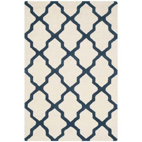 Safavieh Cambridge Hand Tufted Rectangle Rug- Ivory - Navy- 2 ft. 6 in. x 6 ft. - CAM121Z-26
