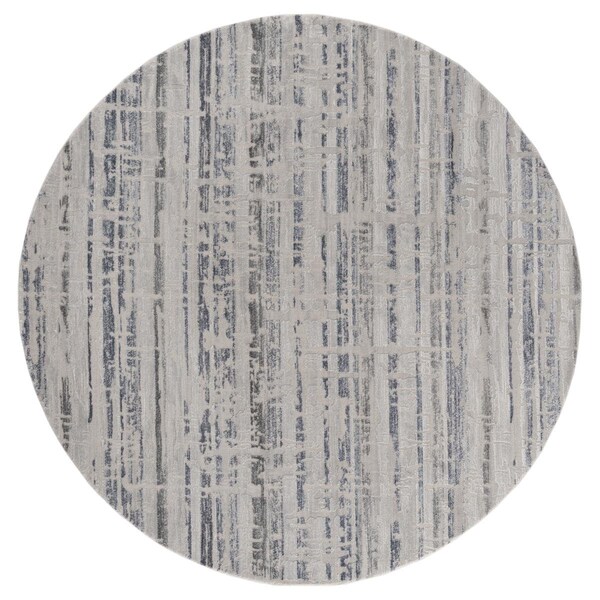 Manmade Cascades Rainier Blue Round Rug; 7 ft. 10 in. - MA3095183