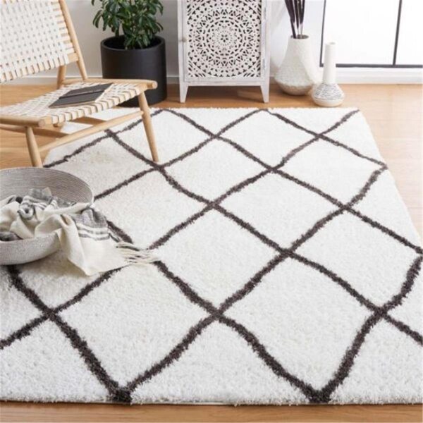 Safavieh 7 x 7 ft. Berber Shag Contemporary Square Power Loomed Rug; Ivory & Grey - BER522F-7SQ