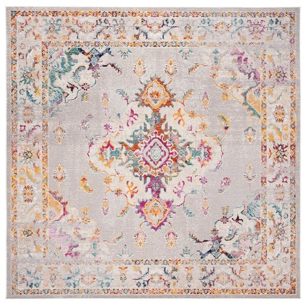 Safavieh 7 x 7 ft. Crystal Power Loomed Square Area Rug Grey & Cream - CRS521F-7SQ