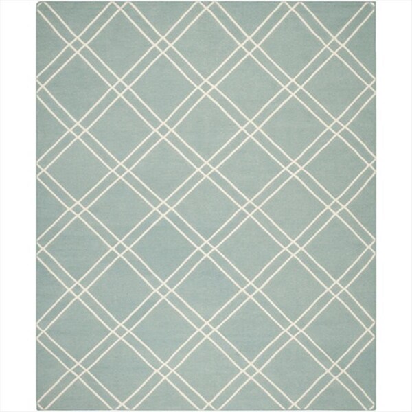 Safavieh 9 x 12 ft. Rectangle- Contemporary Dhurries Light Blue And Ivory Flatweave Rug - DHU638C-9