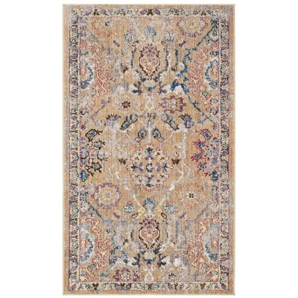 Safavieh 3 x 5 ft. Bristol Power Loomed Small Rectangle Area Rug Camel & Blue - BTL347C-3