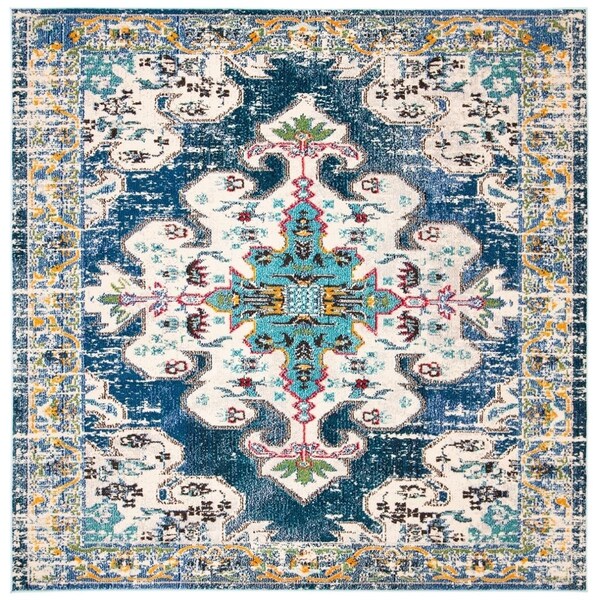Safavieh 5 x 5 ft. Madison 400 Power Loomed Square Area Rug Navy & Grey - MAD452M-5SQ