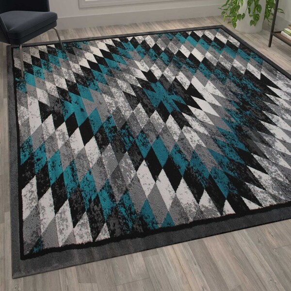 Flash Furniture Turquoise 5' x 7' Diamond Patterned Area Rug - OKR-RG1106-57-TQ-GG