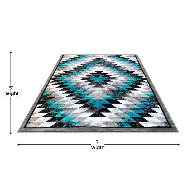 Flash Furniture Turquoise 5' x 7' Diamond Patterned Area Rug - OKR-RG1106-57-TQ-GG