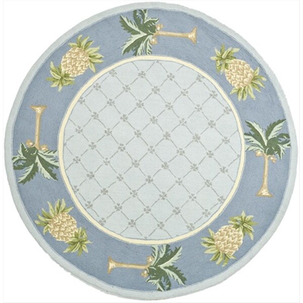 Safavieh 3 x 3 ft. Round Transitional Chelsea Light Blue and Blue Hand Hooked Rug - HK362D-3R
