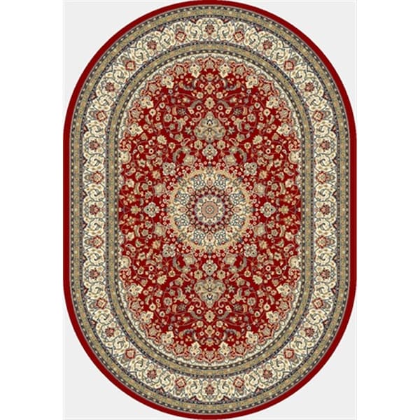 Dynamic Rugs Ancient Garden 5 ft. 3 in. x 7 ft. 7 in. Oval 57119-1414 Rug - Red/Ivory - ANOV69571191414
