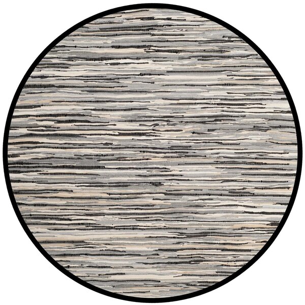 Safavieh Rag Rug Round Area RugBlack & Multi 6 x 6 ft. - RAR129Q-6R