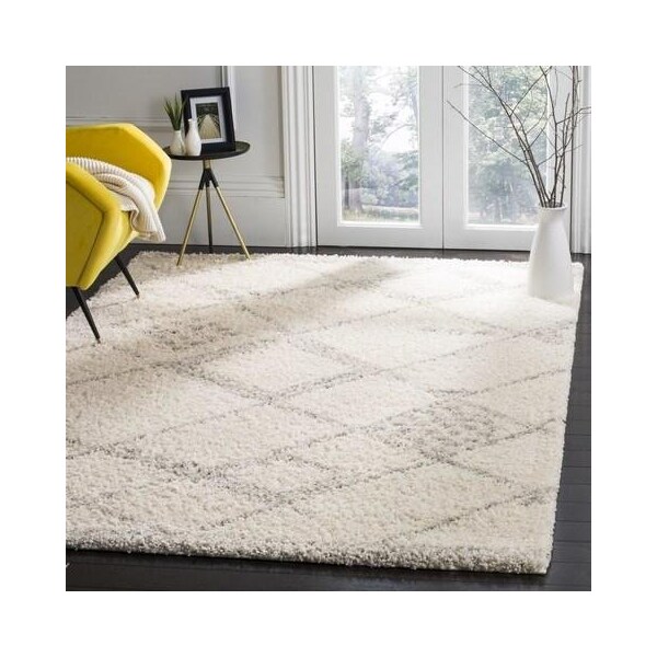 Safavieh 2 ft. - 3 in. x 8 ft. Arizona Shag Power Loomed Runner Rug - Ivory and Grey - ASG751G-28