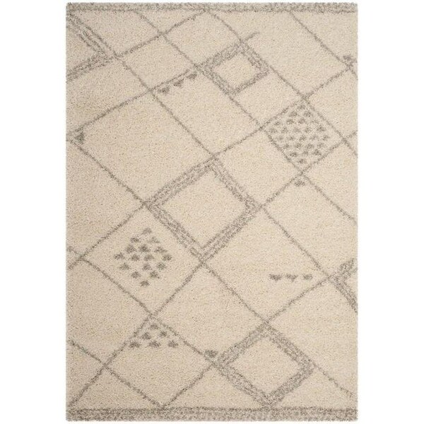 Safavieh 2 ft. - 3 in. x 8 ft. Arizona Shag Power Loomed Runner Rug - Ivory and Grey - ASG751G-28