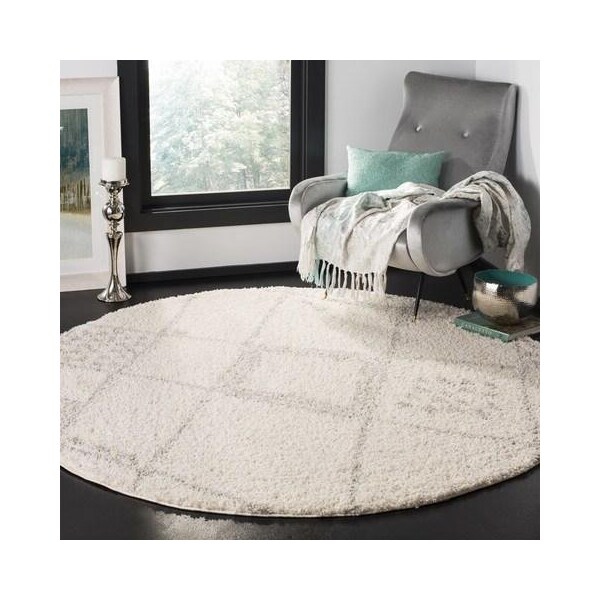 Safavieh 2 ft. - 3 in. x 8 ft. Arizona Shag Power Loomed Runner Rug - Ivory and Grey - ASG751G-28