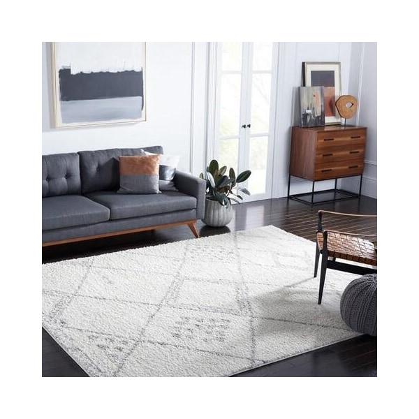 Safavieh 2 ft. - 3 in. x 8 ft. Arizona Shag Power Loomed Runner Rug - Ivory and Grey - ASG751G-28