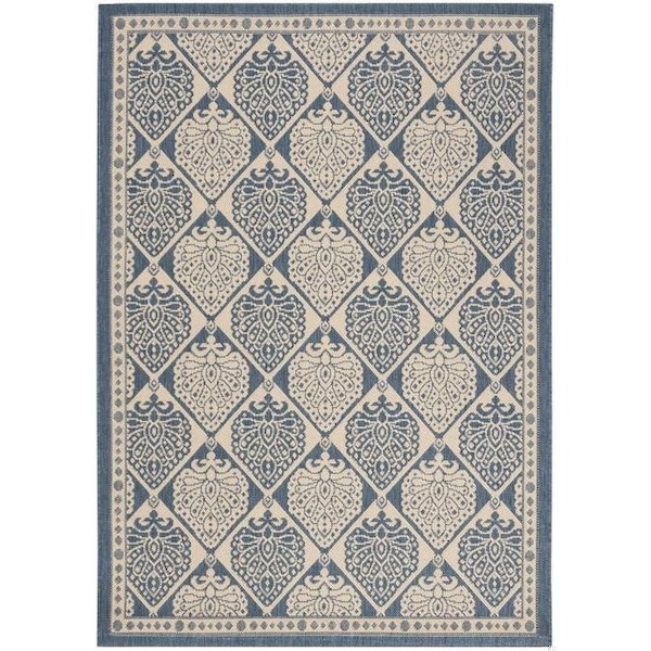 Safavieh 2 Ft. X 3 Ft. -7 In. Small Rectangle Indoor-Outdoor Courtyard- Navy And Beige- Power Loomed Rug - CY6009-268-2