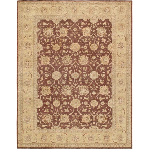 Pasargad Home Denver Hand-Knotted Brown Lamb's Wool Area Rug- 8 ft. 6 in.  X 11 ft. 3 in. - 38965