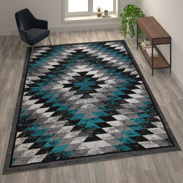 Flash Furniture Turquoise 8' x 10' Diamond Patterned Area Rug - OKR-RG1106-810-TQ-GG