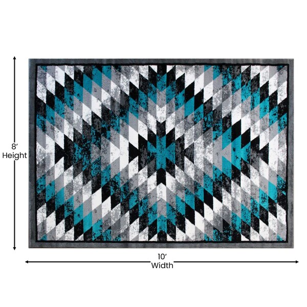 Flash Furniture Turquoise 8' x 10' Diamond Patterned Area Rug - OKR-RG1106-810-TQ-GG