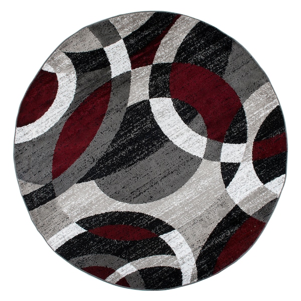 World Rug Gallery Contemporary Abstract Circles Soft Area Rug 6'6'' Round Red - 105RED6RND